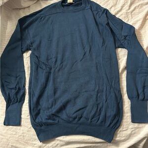 Vintage LL Bean Mens Blue Crew Neck Sweater Made In USA Size XLT
